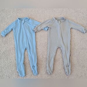 Kyte Baby Light Gray & Blue Bamboo Footie Footed Zipper Pajama Baby Newborn